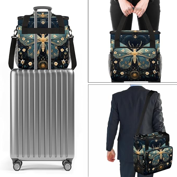 Gothic Butterfly Coffee Maker Carrying Bag Cartoon Butterfly Travel Storage Bag Compatible with K-Mini or K-Mini Plus Single Serve Coffee Brewer Carrying Case with Multiple Pockets &amp Shoulder St