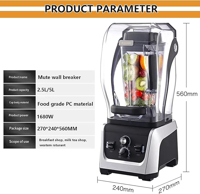 2.5l/5l Standing Mixer Smoothie BlenderCountertop Smoothie Maker with Egg BeaterJuicer Blender Cooking Machine with Functional PanelSilent Wall Breaking Machine with Lid5L