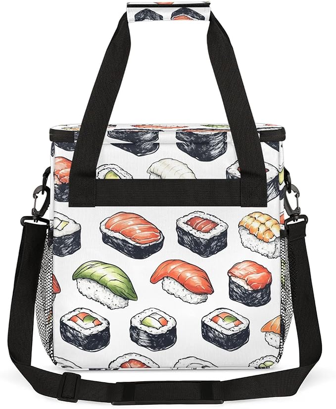 Cute Sushi Coffee Maker Travel Bag Japanese Style Insulated Grocery Bag Travel Picnic Leakproof Cooler Bags With Shoulder Strap