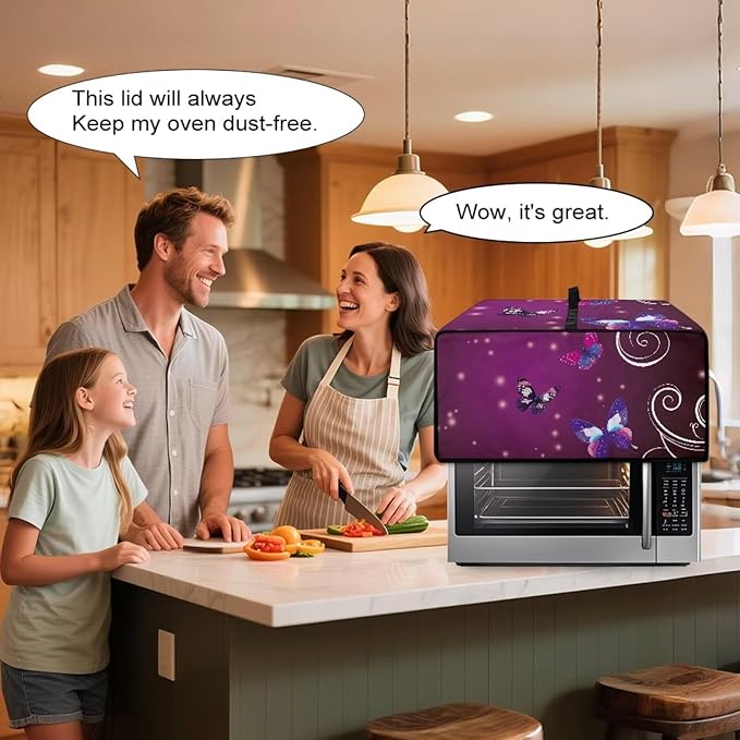 Butterfly Print Toaster Oven Dust Cover Heavy Duty Dustproof Smart Microwave Oven Protector Washable Toaster Oven Air Fryer Cover 18.5 x 14.5 x 9 Purple