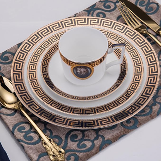 European Style Dinnerware Set Service for 4 Bone China Dinnerware Sets Unbreakable Porcelain Dinner Sets Coffee Cup and Saucer Tableware Set Steak Dinner Plates Dish Set Blue Song-2