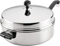 Farberware Classic Series Anniversary Edition Stainless Steel Sauté Pan and Lid with Helper Handle Induction Suitable 6 Quart Jumbo Cooker Metal Utensil Safe - Stainless Steel