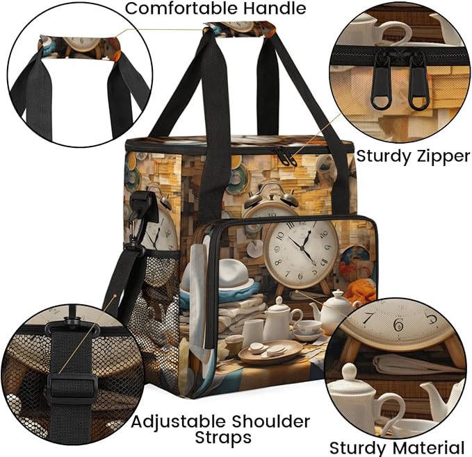 Coffee Time Coffee Maker Travel Bag for Keurig K-Mini/K-Mini Plus Insulated Waterproof Tote with Pockets for K-Cup Portable Single-Serve Brewer Case