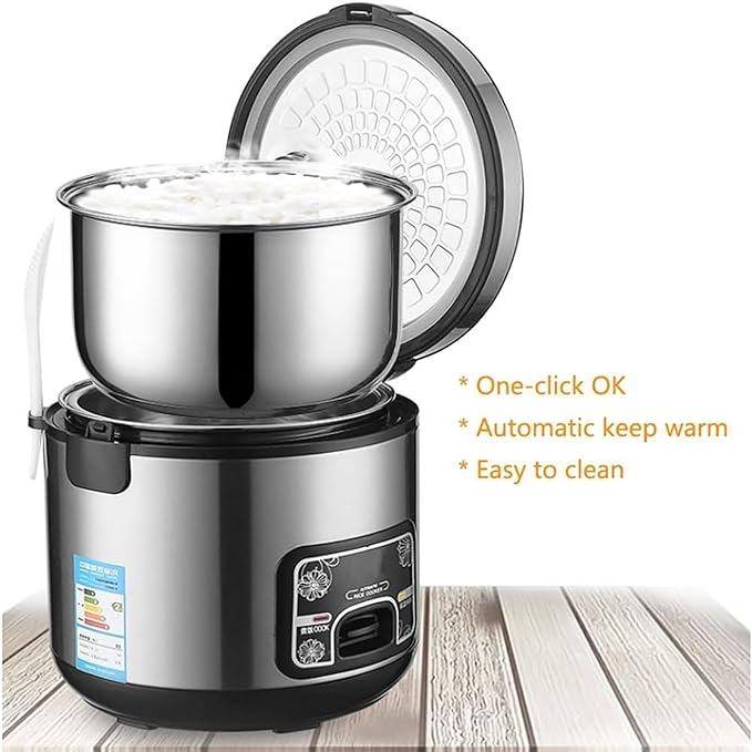 Rice Cooker (2-5L) 201 Stainless Steel Inner Pot Intelligent Insulation Make Rice &amp Steam Food &amp Vegetables 220-240V UK/EU Power(4L)