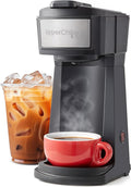 Elite Gourmet HyperChiller EHC210N Iced/Hot Coffee Maker K-Cup or Coffee Grounds 8 10 or 12oz Pours Removable K-Cup Holder and Reusable Mesh Filter Drip tray Black/Stainless-Steel