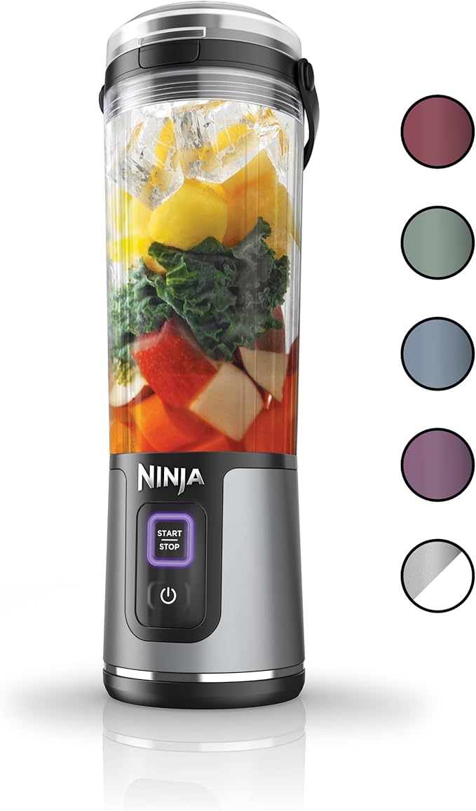 Ninja BC151BK Blast Portable Blender Cordless 18oz. Vessel Personal Blender-for Shakes &amp Smoothies BPA Free Leakproof-Lid &amp Sip Spout USB-C Rechargeable Dishwasher Safe Parts Black (Re