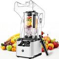 Commercial Blender for Smoothies With Quiet Shield 2.5HP Motor Stainless Steel Blade 80oz Pitcher for Shakes Smoothies Ice Crushing Frozen Drinks 15 Speeds Self-Cleaning White