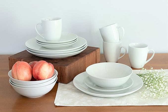 10 Strawberry Street Simply Coupe 16 Piece Dinnerware Set White - SM-1600-CP-SW