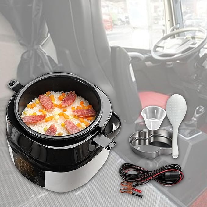 2L Vehicle Rice Cooker for Travel 12V 24V Compact Food Steamer