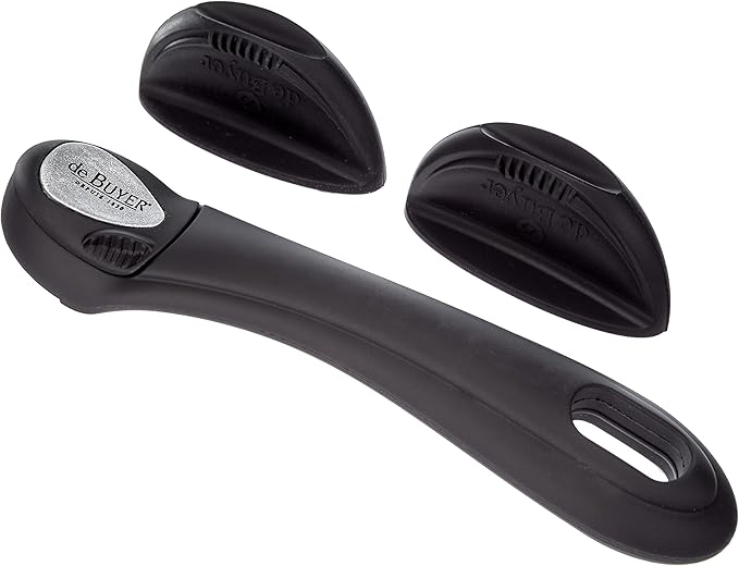 DE BUYER 3491.04 Twisty Set of 4 Pans Ø 14/16/18/20 cm with 1 Black Handle and 2 Black Silicone Knobs