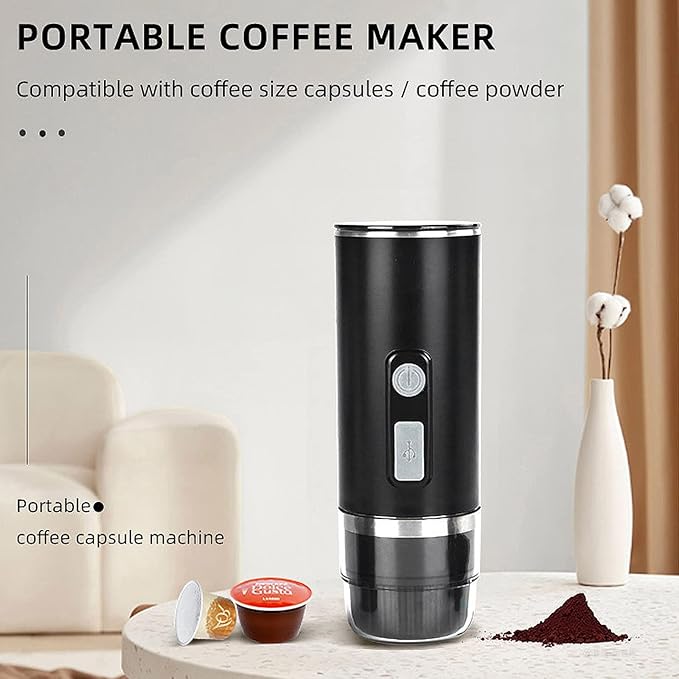 Portable Coffee Maker - Black Compact Espresso Universal No Heating Reusable Filter Fully Automatic Drip Coffee Machine