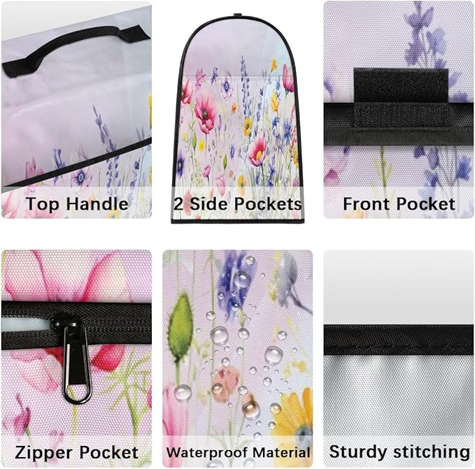 cfpolar Kitchen Aid Mixer Cover Compatible with 6-8 Quarts Flower Colorful Floral Stand Mixer Cover Kitchen Aid Mixers Accessories Appliance Organizer Bag Dust Covers with Zipper Pocket