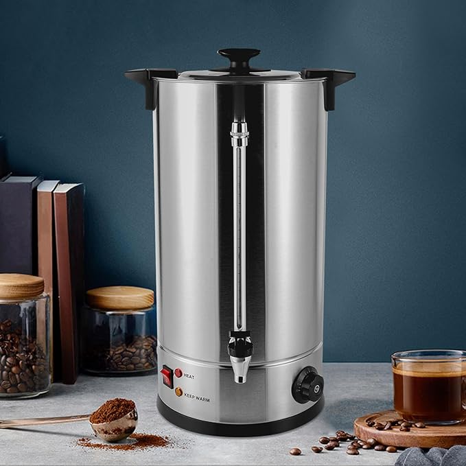 Coffee Urn Large Coffee Dispenser 25L Full Stainless Steel Commercial Coffee Maker Quick Brew Electric Beverage Dispenser Hot Water Urn 1400W