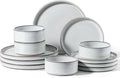 Vesteel 12-Piece Dinnerware Set Ceramic Plates and Bowls Sets Healthy Yixing Purple Clay Dishes Set Elegant &amp Durable Tableware Dishwasher &amp Microwave Safe - Moonlight White