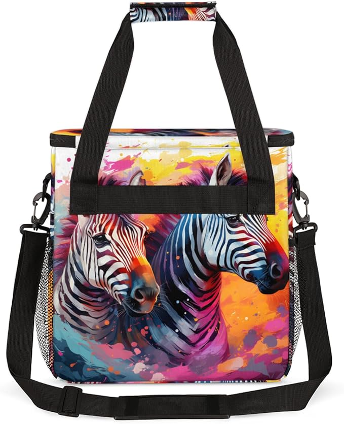 Colorful Zebra Coffee Maker Carrying Bag Abstract Zebra Travel Storage Bag Compatible with K-Mini or K-Mini Plus Single Serve Coffee Brewer Carrying Case with Multiple Pockets &amp Shoulder Strap
