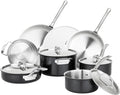 Viking 3-Ply Pots and Pans Set 12 Piece Stainless Steel Kitchen Cookware Set with Lids Dishwasher Safe Induction Ready Cast Black
