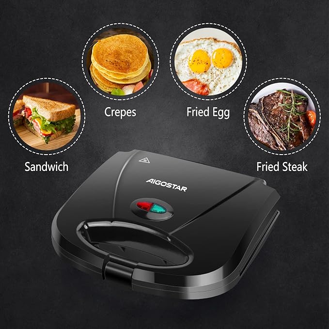 Aigostar Toaster 2 Slice Sandwich Maker Panini Press Tostadora de Pan Retro Extra-Wide Slot Toasters Best Rated Prime for Bagels Breads Waffles
