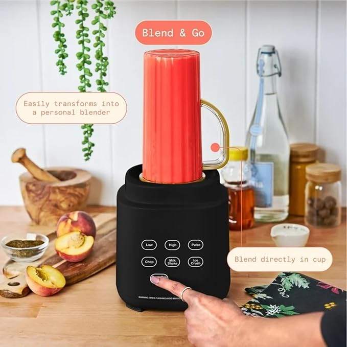 PowerExact Blender 700W with PrecisionSense Auto-Adjust Dual Jar System 4 Preset Programs Dishwasher Safe Parts (Black Sesame)