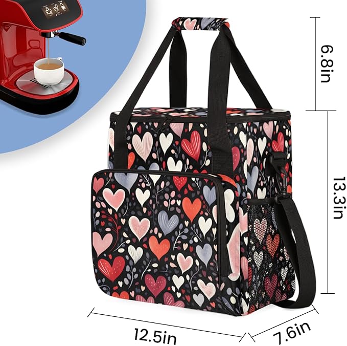 Grass Heart Coffee Maker Carrying Bag Portable Travel Storage Tote Bag Compatible with K-Mini or K-Mini Plus Single Serve Coffee Brewer Carrying Case with Multiple Pockets &amp Shoulder Strap