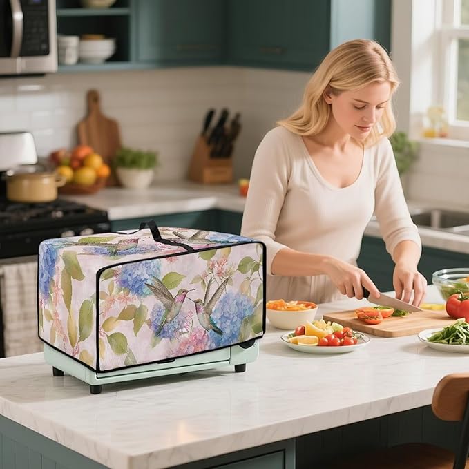 Hummingbird Leaves Toaster Oven Cover Waterproof Air Fryer Compatible for Air Fryer/French Door 360 Air Fryer Toaster Oven Combo With Organizing Side Pockets