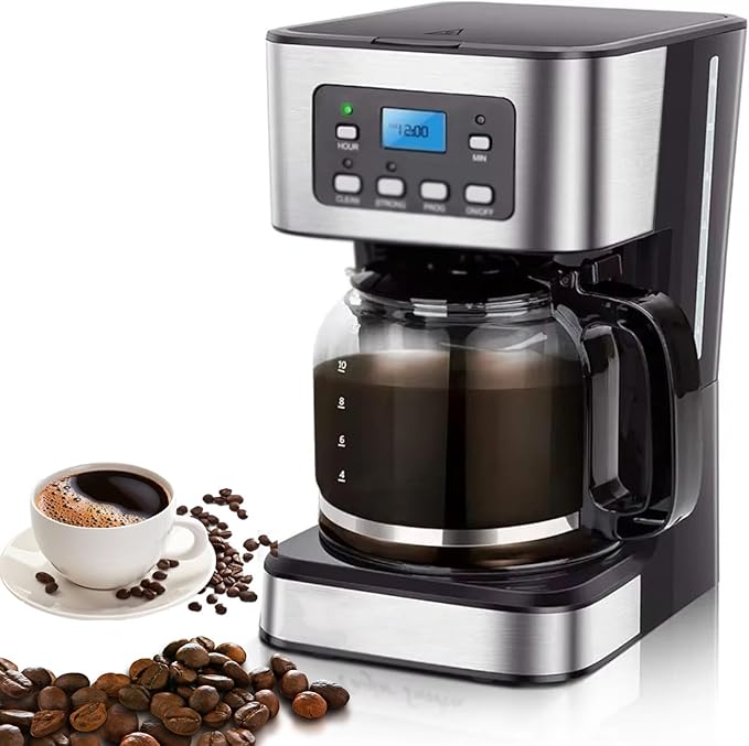 Espresso Machine Drip Coffee Maker 12-Cup Thermal Programmable Coffee Maker 950w Making Tea Drip Coffee Maker With Glass Carafe Warm Preservation Touch Screen Easy To Use
