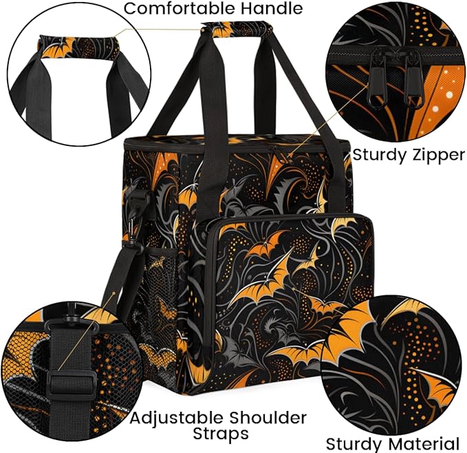 Magical Bat Coffee Maker Carrying Bag Halloween Bat Travel Storage Bag Compatible with K-Mini or K-Mini Plus Single Serve Coffee Brewer Carrying Case with Multiple Pockets &amp Shoulder Strap