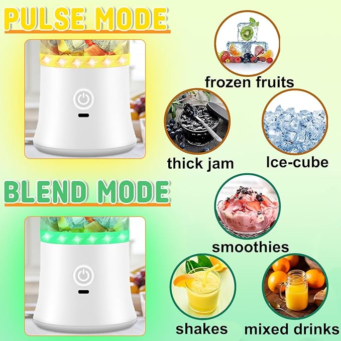 Portable Blender for Smoothies Shakes Juice 20 Oz for Gym Home Office Travel Personal Small Mini Glass Mixer with 6 Blades 150W USB Rechargeable Electric Handheld Blender Cup Watter Bottle