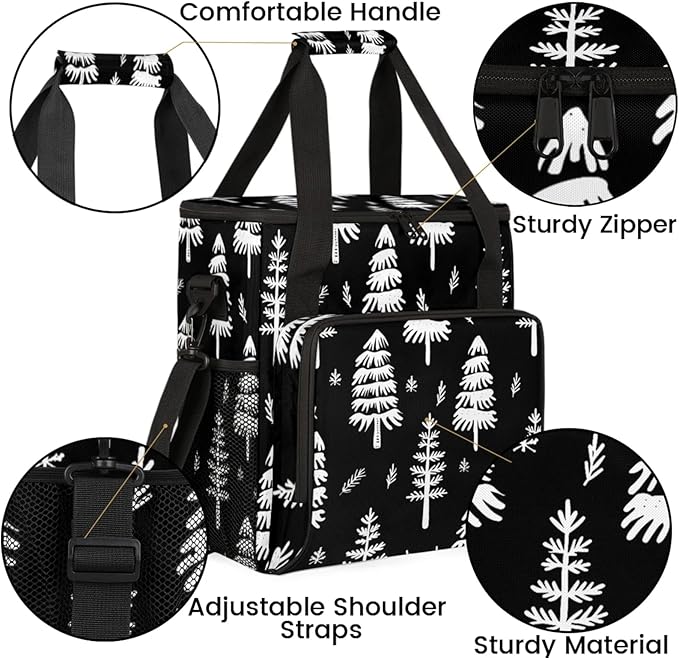 Trees Plant Coffee Maker Travel Bag for Keurig K-Mini/K-Mini Plus Insulated Waterproof Tote with Pockets for K-Cup Portable Single-Serve Brewer Case