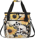 Skull Coffee Maker Carrying Bag Sunflowers Portable Travel Storage Tote Bag Compatible with K-Mini or K-Mini Plus Single Serve Coffee Brewer Carrying Case with Multiple Pockets &amp Shoulder Strap
