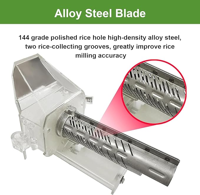 Household Rice Milling Peeling Machine Electric Paddy Rice Bran Separator 350 W Paddy Huller Sheller Hulling 8-Speed Fine Degree Adjustable Movable Rice Bran Box Alloy Steel Knife