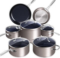 Healthy Duralon Blue Ceramic Nonstick Cookware Set Diamond Infused Scratch-Resistant PFAS Free Dishwasher &amp Oven Safe Induction Ready &amp Evenly Heats Tempered Glass Lids &amp Stay-Cool Ha