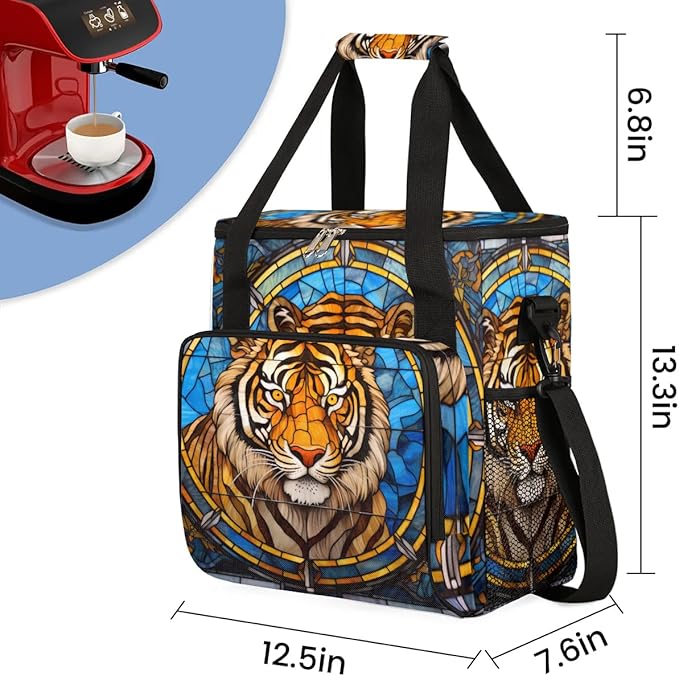 Coffee Maker Carrying Bag Glass Tiger Single Cup Coffee Maker Travel Bag Compatible with Keurig K-Mini or K-Mini Plus Portable Storage Bag with Shoulder StrapAZ-189