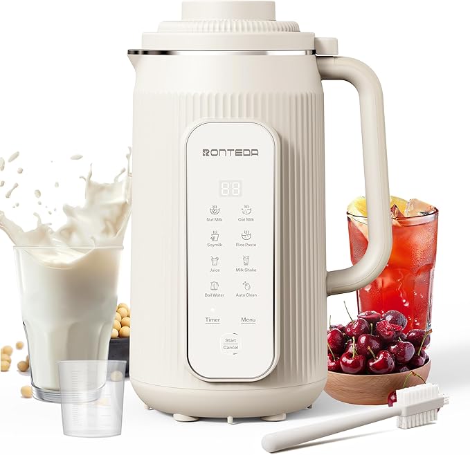 8 in 1 Automatic Nut Milk Maker - 20oz Soy Milk Maker for Homemade Nut MilkOat MilkSoymilkAlmond MilkPlant Based MilkRice PasteJuiceMilk ShakeBoil Water with Auto-Clean &amp Timer