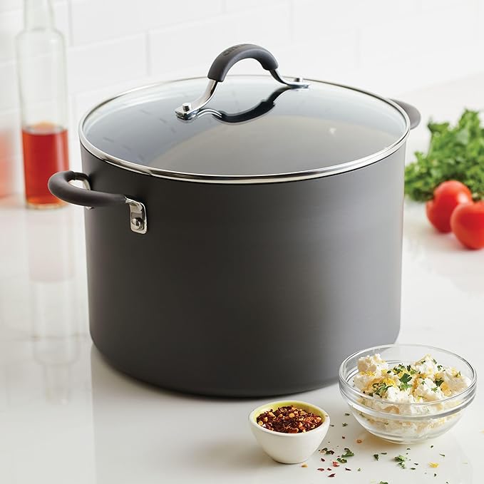 Circulon 83909 Radiance Hard Anodized Nonstick Stock Pot/Stockpot with Lid - 10 Quart Gray