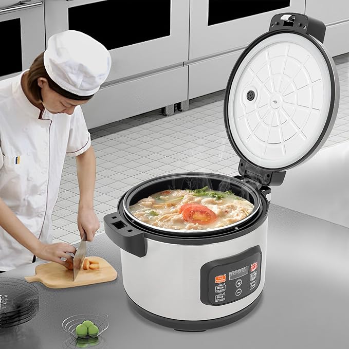 Rice Cooker 1850W Electric Rice Cooker 13L/13.74Qt Multi-Cooker with Rice Spatula &amp Measuring Cup Commercial Mini Rice Cooker for 10-20 People Non-Stick Inner Pot &amp Keep Warm 70 ℃/ 158 ℉