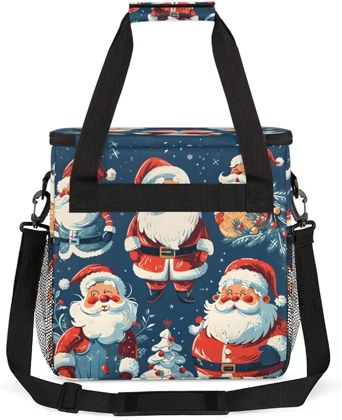 Xmas Santa Claus Coffee Maker Carrying Bag Colorful Santa Claus Travel Storage Bag Compatible with K-Mini or K-Mini Plus Single Serve Coffee Brewer Carrying Case with Pockets &amp Shoulder Strap
