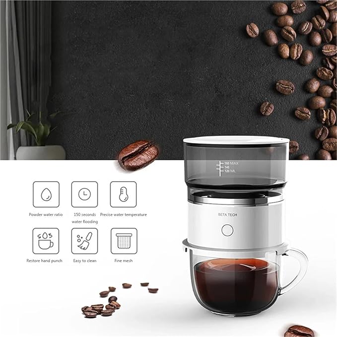 Electric Coffee Maker Portable Mini Coffee Machine 304 Stainless Steel Hand Rushing Coffee Pot for Travel Car Home(Coffee Grinder)
