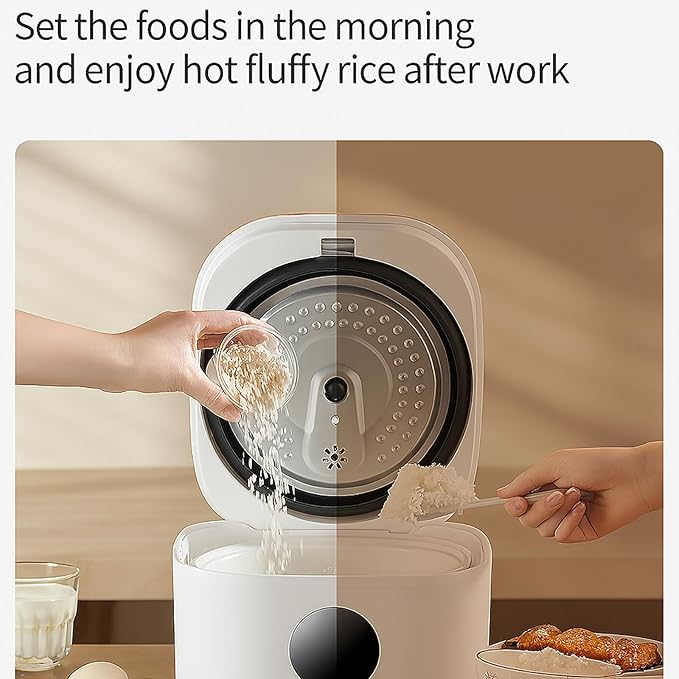 Electric Rice Cooker Low Sugar 3L – Smart Carb Reducing Rice Cooker with Steamer Basket Ceramic Inner Pot &amp Stainless Steel Filter Compact Pressure Cooker for Healthy Cooking 1-4 People
