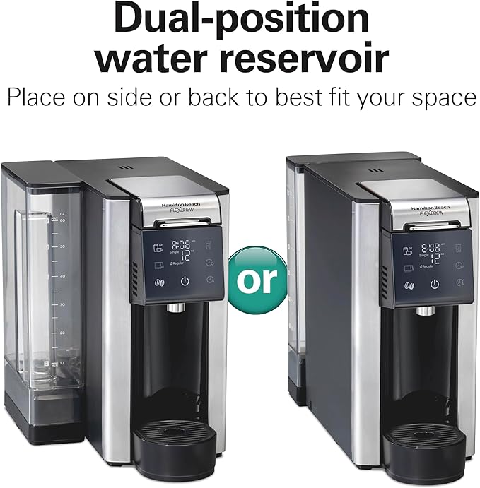 Hamilton Beach FlexBrew Advanced 5-in-1 Programmable 12 Cup Drip and Single Serve Hot &amp Iced Coffee Maker with Movable 60 oz. Water Reservoir Use Pod Packs and Grounds Fast Brewing Black (49924