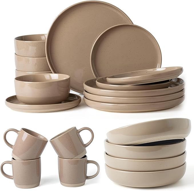 Famiware Milkyway Dinnerware Sets 20 Piece Dish Set Cinnamon Brown