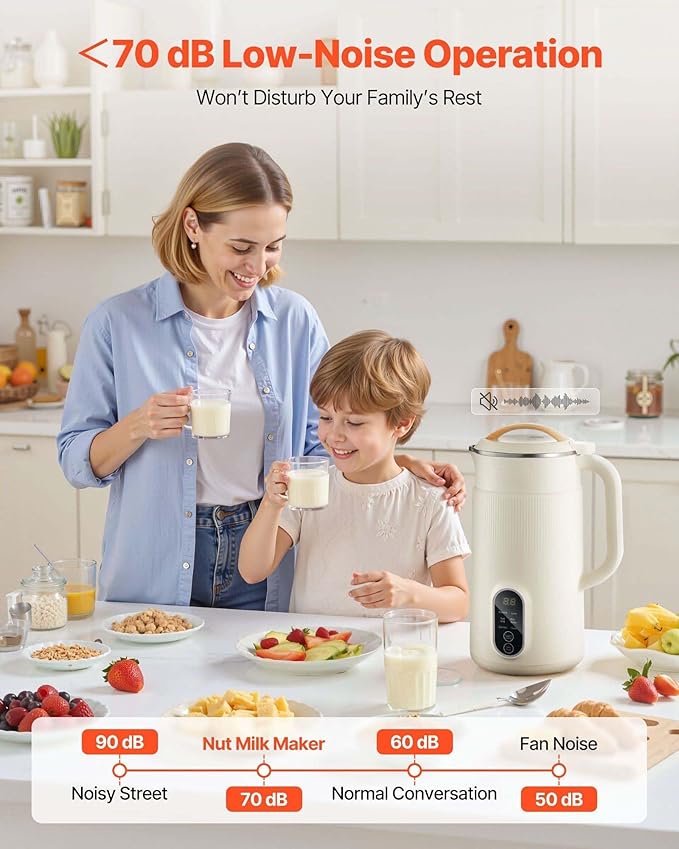 Nut Milk Maker 20oz Soy Milk Machine - 6-in-1 Oat Almond Rice Milk Juice Boil Water Self-Cleaning 12-Hour Delay Plant-Based Beverage Maker