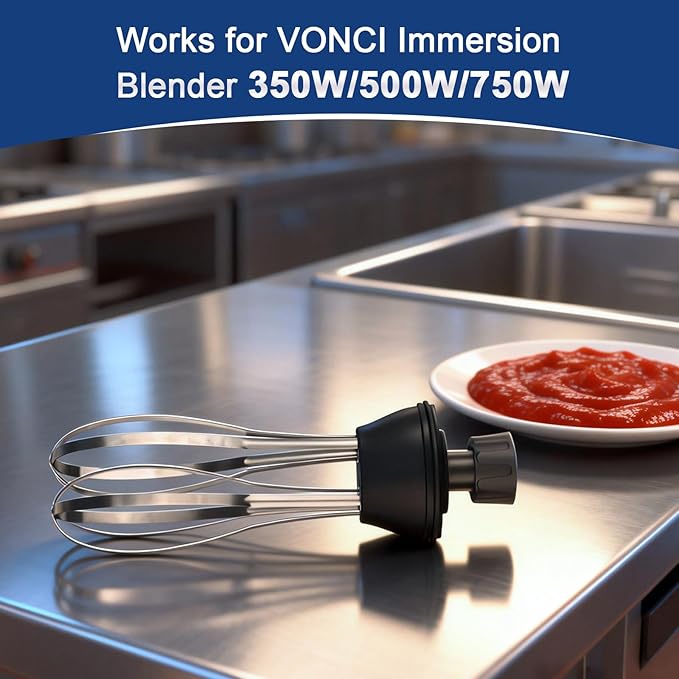 VONCI 10inch Detachable Whisk Attachment. 350W 500W &amp 750W Commercial Immersion Blender Compatible.