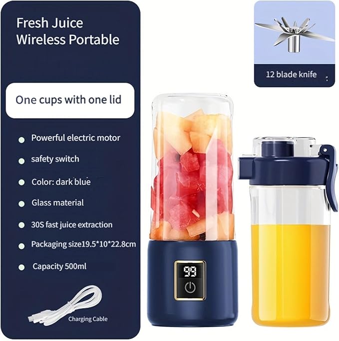 Portable Blender Mini Blendersmall blender for smoothies 12 Blades Perfect for Blending Small Convenient Multifunctional with Digital Touch Screen Suitable for Family Travel