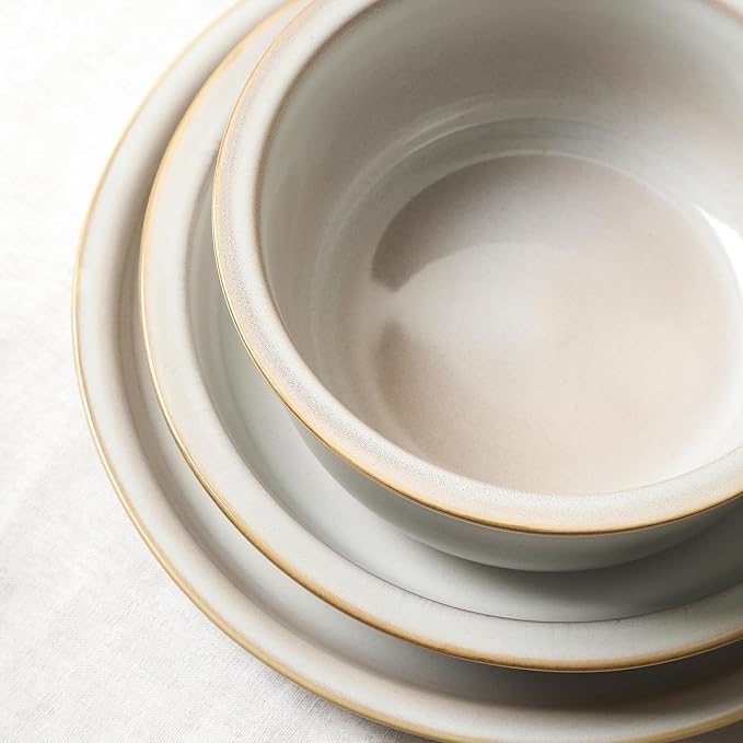 Stone Lain Slate 12-Piece Dinnerware Set Stoneware Plates and Bowls Set Dishwasher and Microwave Safe Dish Set for 4 White