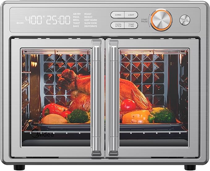 Midea Flexify Pro 10+4 Toaster Oven Air Fryer Combo Graphene Juicy-Lock Cooking French Door Countertop Oven 450°F Flash Air Fry 26.4 QT Stainless Steel