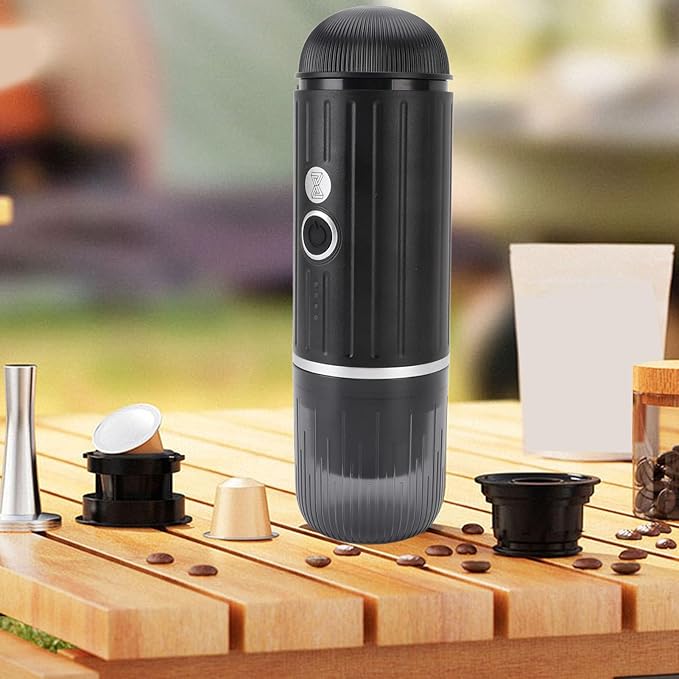 Portable Electric Coffee Machine Automatic Travel Coffee Maker for Camping Car Coffee Maker Cordless Heating Compatible with Ground Coffee Capsule