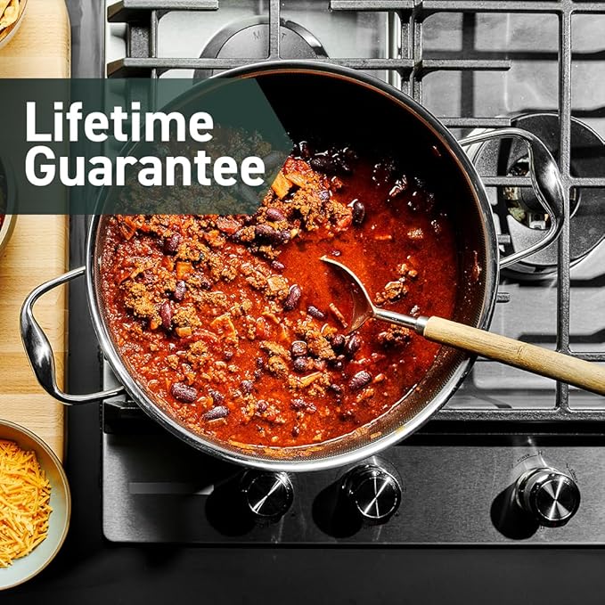 HexClad Hybrid Nonstick 7-Piece Cookware Set 10 Pan with Lid 10 Wok 8Qt Stockpot with Lid and Salt and Pepper Grinder Set