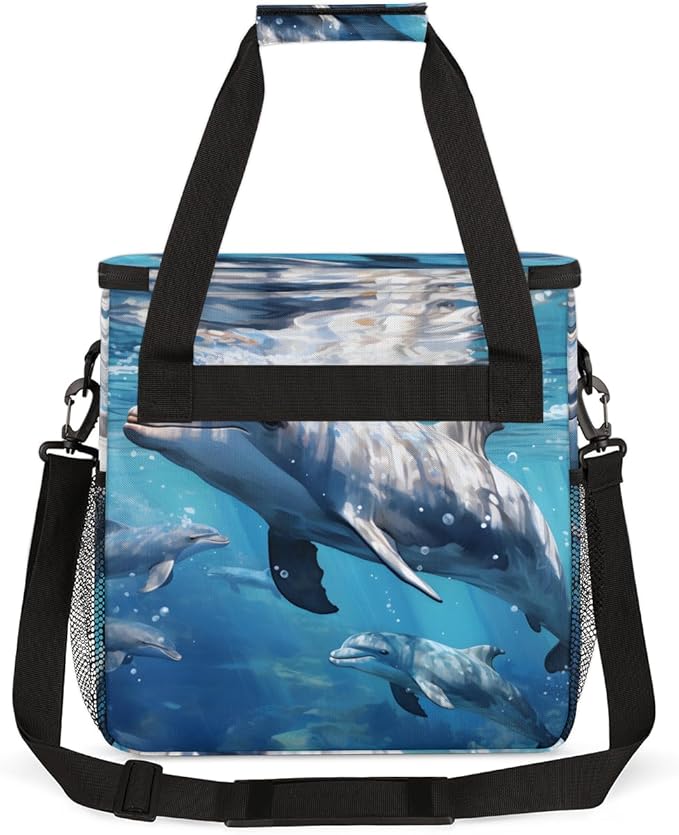 Ocean Sea Dolphin Coffee Maker Carrying Bag Portable Travel Storage Tote Bag Compatible with K-Mini or K-Mini Plus Single Serve Coffee Brewer Carrying Case with Multiple Pockets &amp Shoulder Strap
