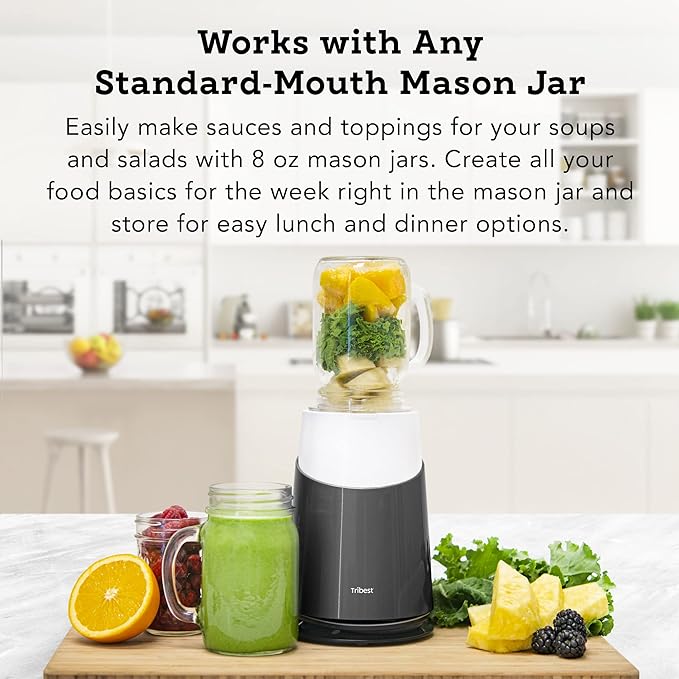 Tribest PB-430GY-A Personal Blender II Mason Jar Ready Personal Blender with Mason Jar Mug Gray