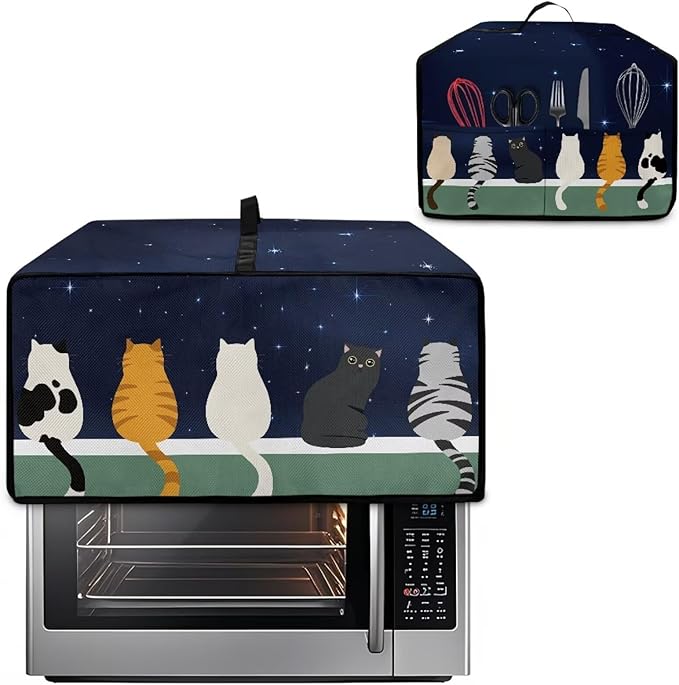 Doojoayie Small Appliance Covers Cute Cat Toaster Oven Cover 4 Slice Kitchen Appliance Dust Protector 18.5x14.5x 9 Compatible with Toaster/Bread Machine